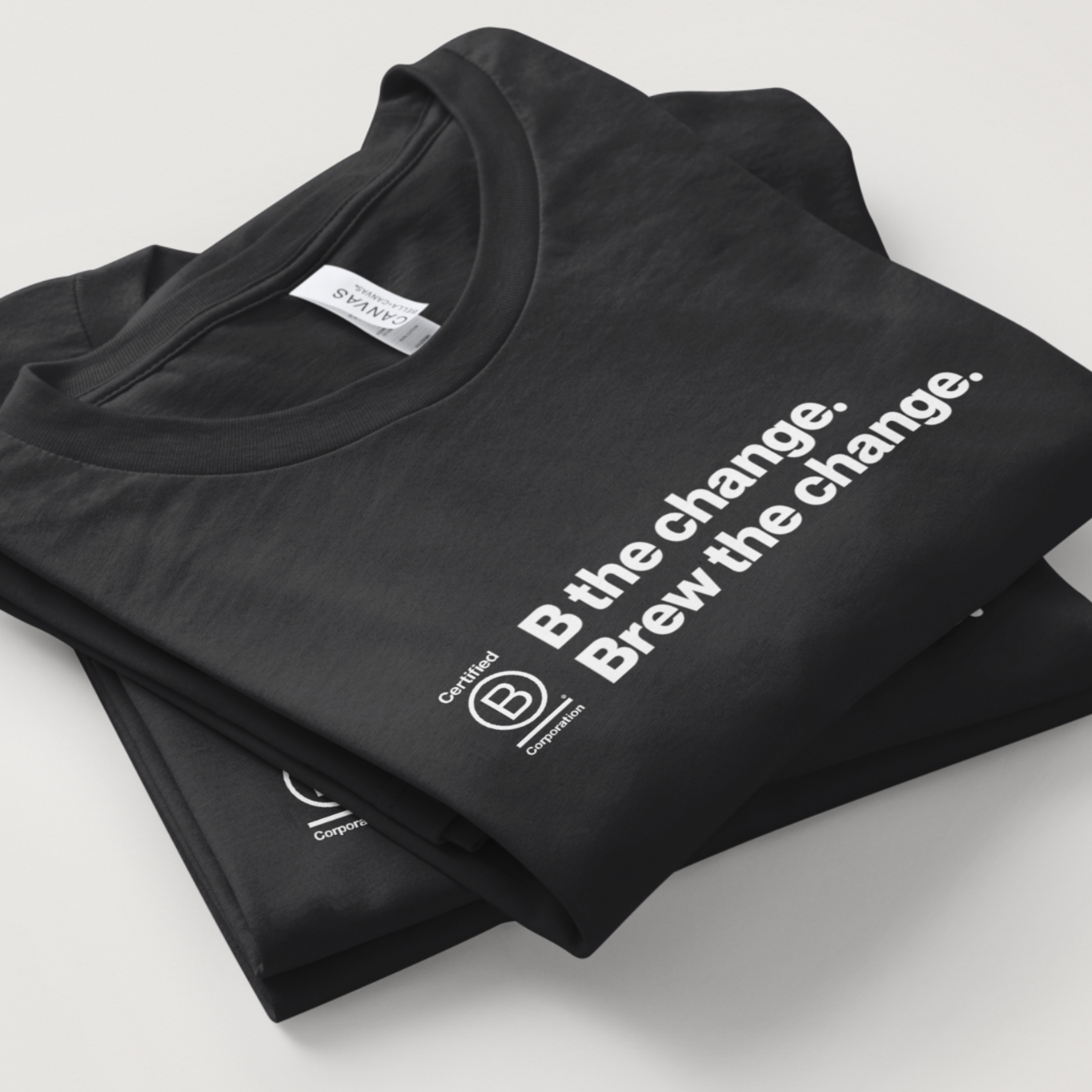 Black t-shirt with Certified B Corporation slogan print