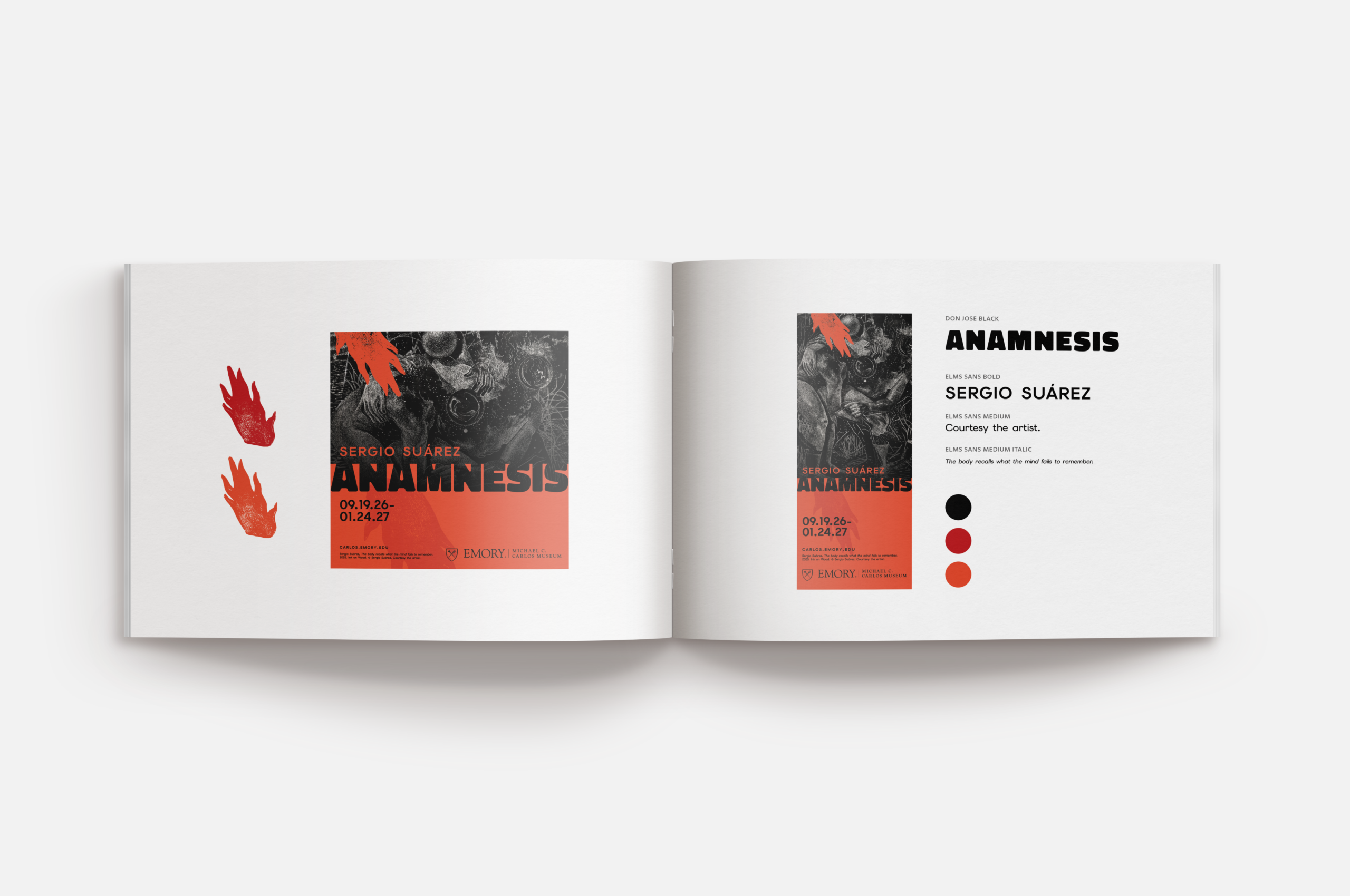 Anamnesis exhibition brand guide with poster and typography