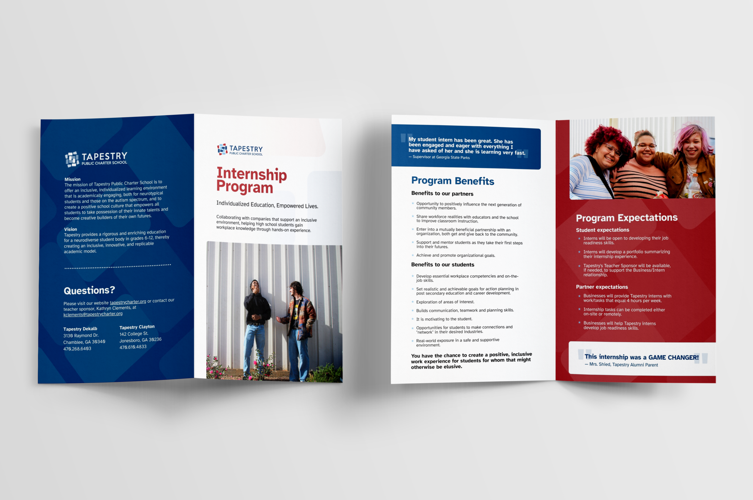 Tapestry Public Charter School internship program brochure mockup