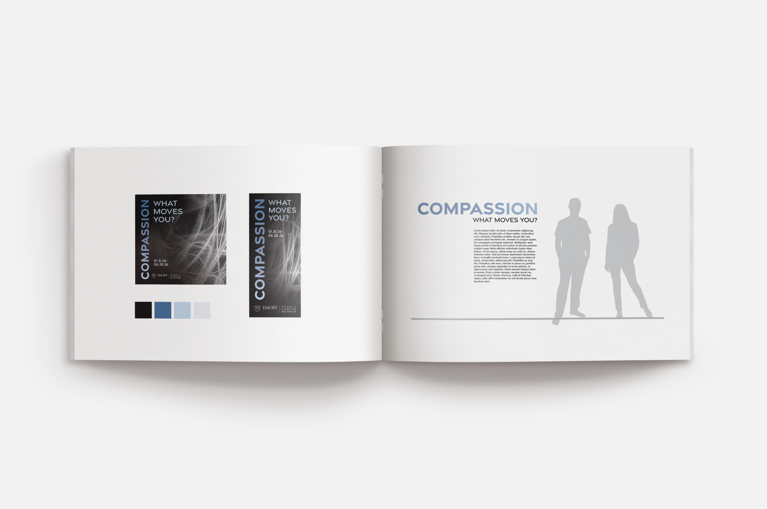 Compassion exhibition brand style guide mockup booklet