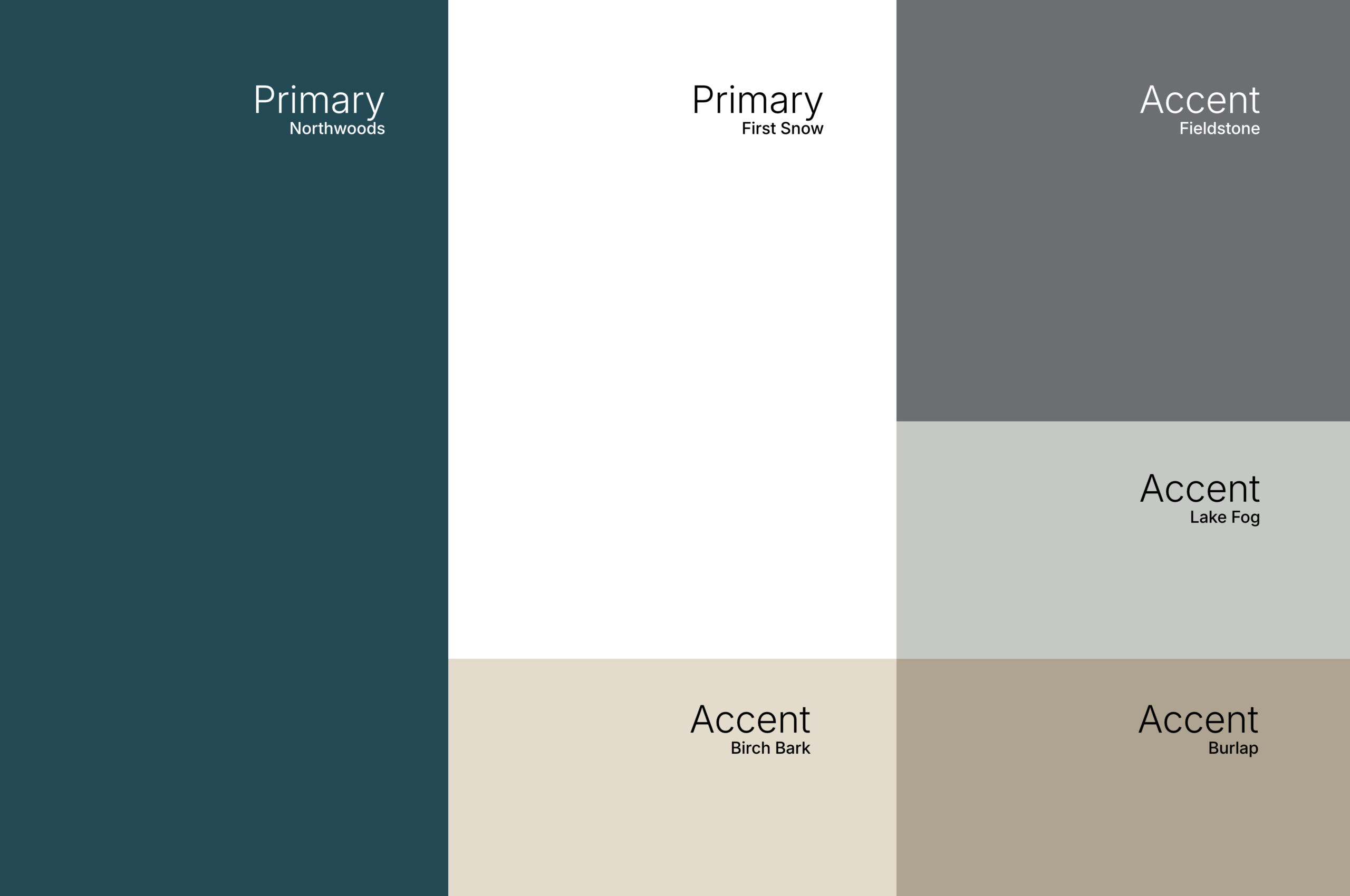 Brand color palette swatches with primary and accent names