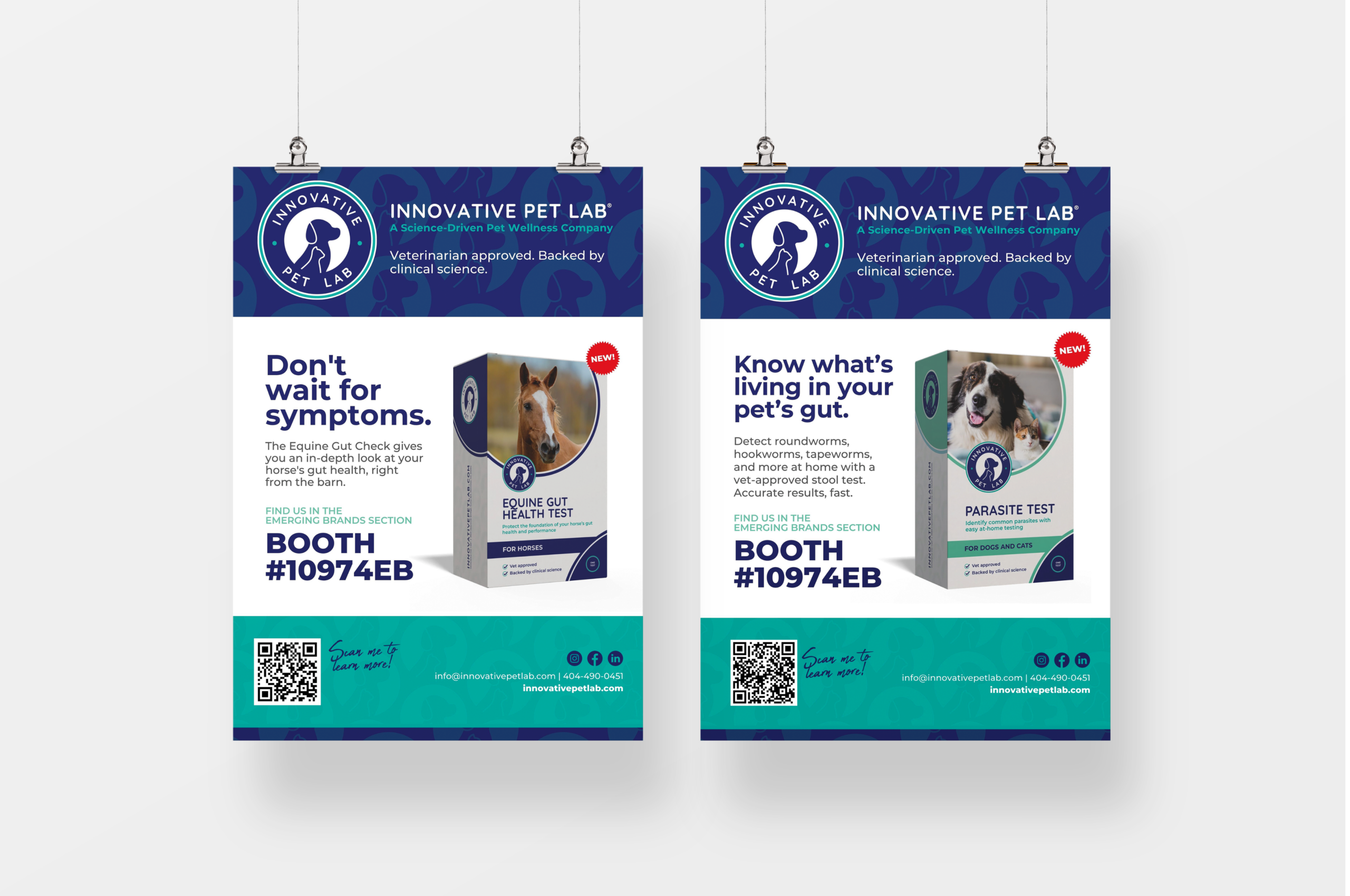 Innovative Pet Lab trade show posters for gut health tests