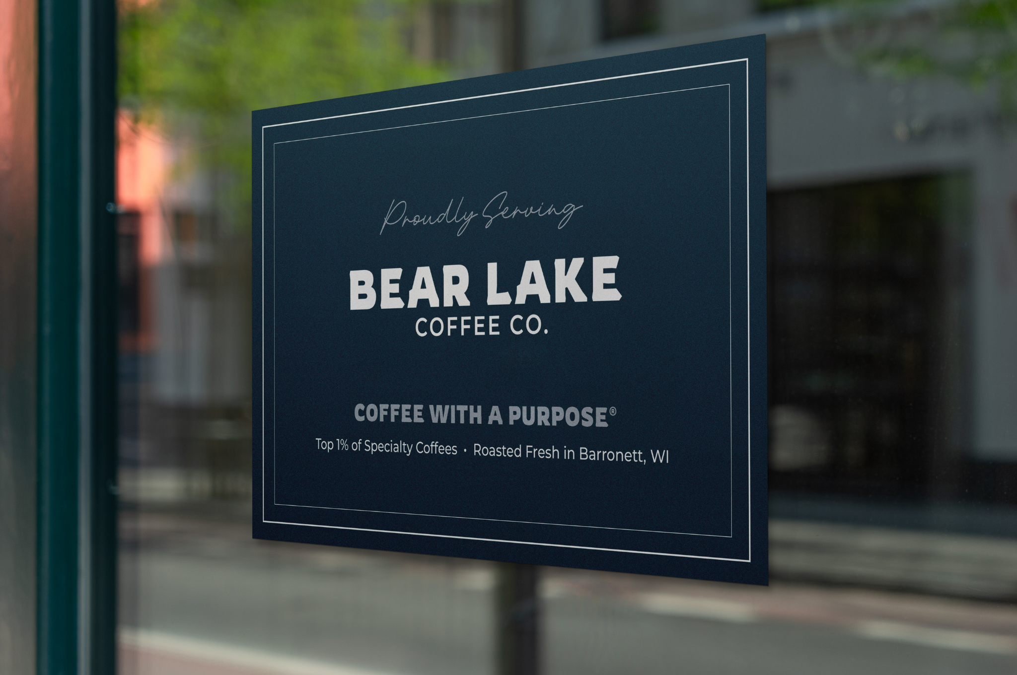 Bear Lake Coffee Co. sign on storefront window