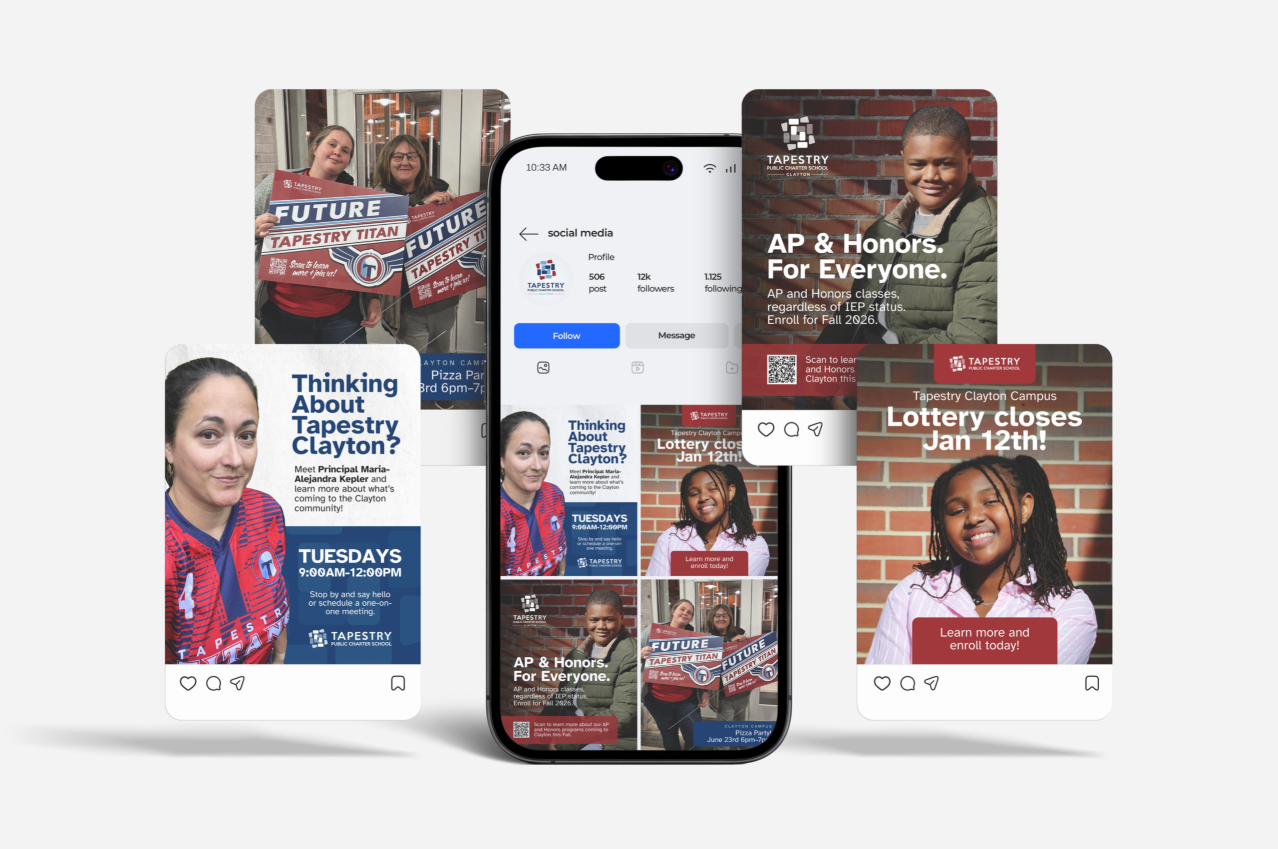 Tapestry Public Charter School social media enrollment campaign graphics