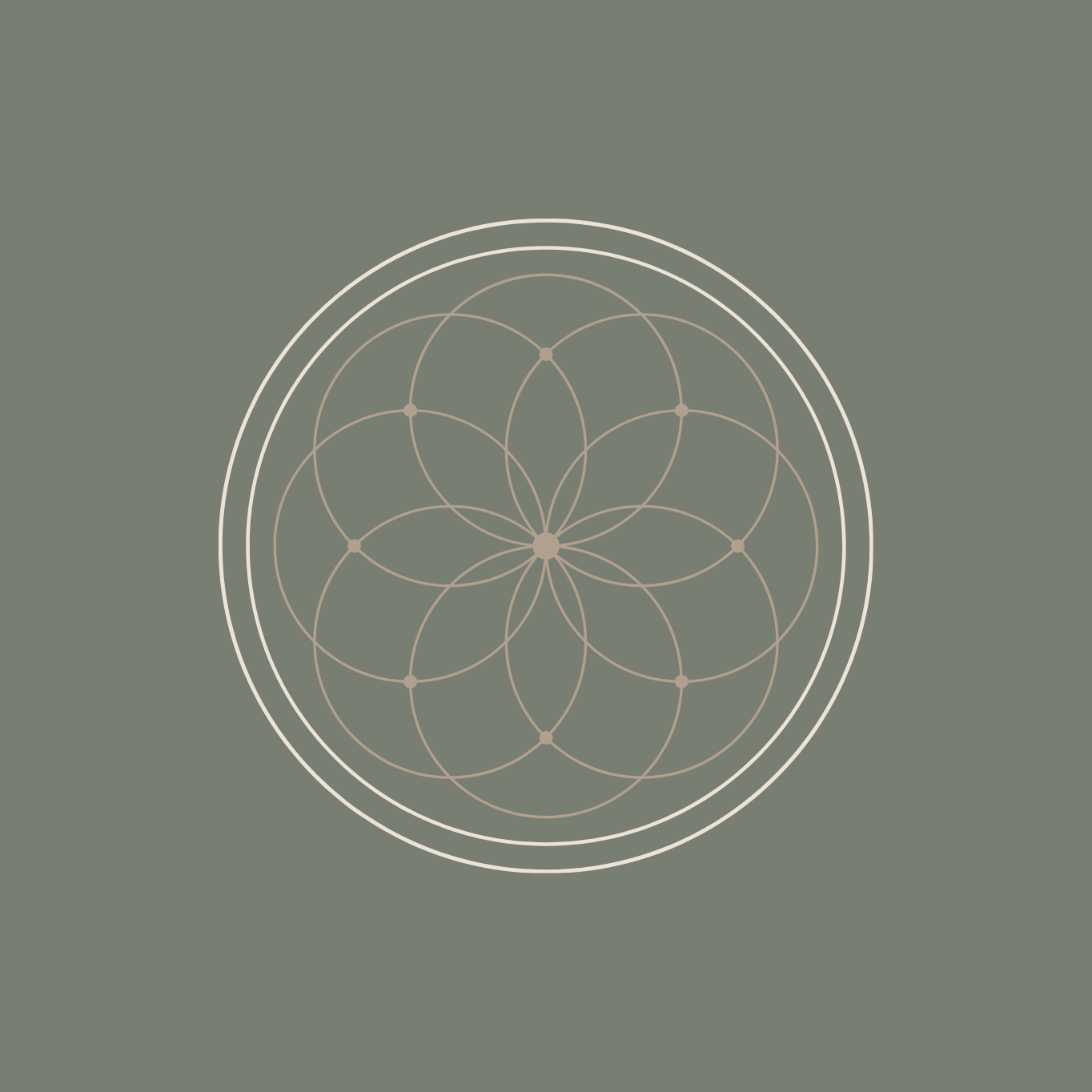 Seed of life sacred geometry logo on green