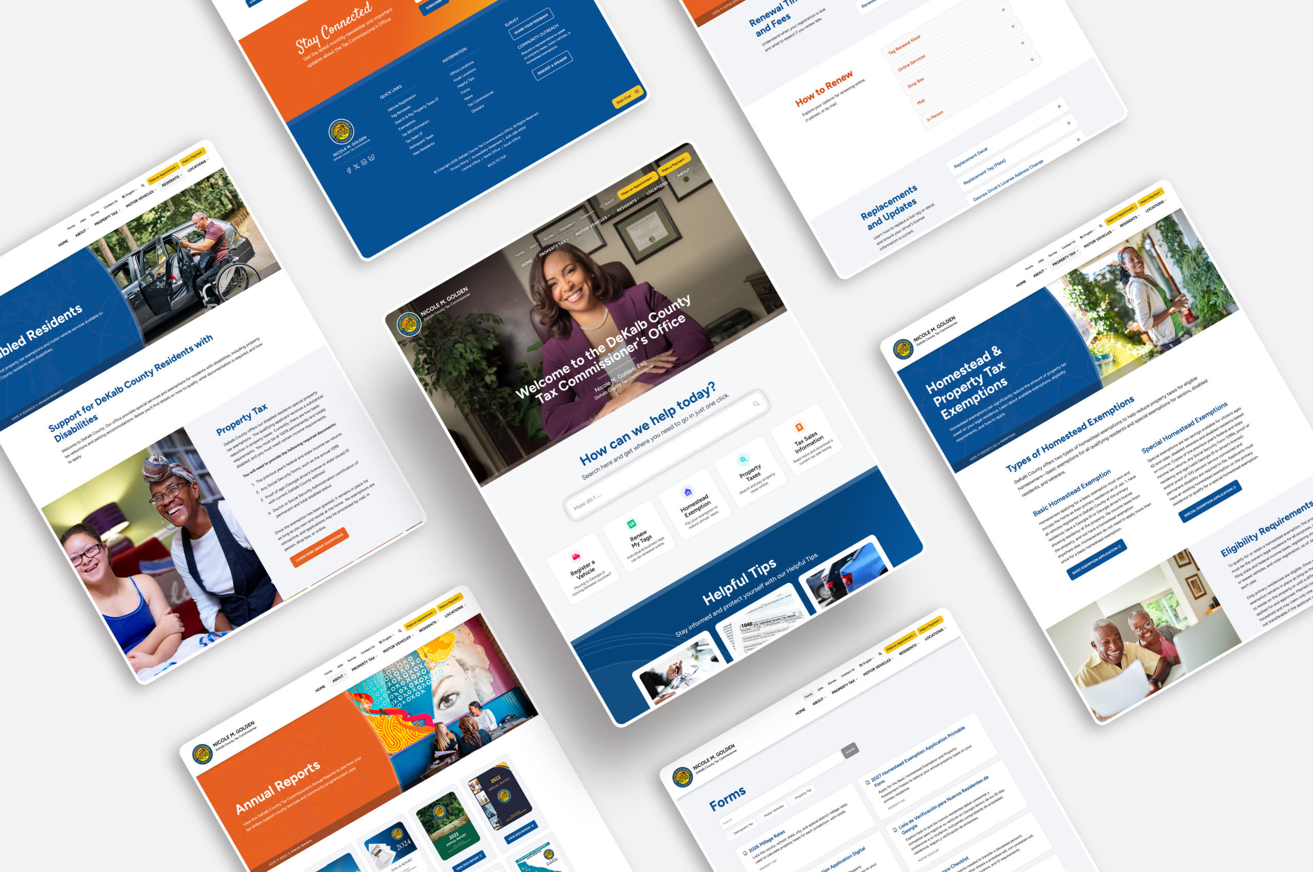 DeKalb County Tax Commissioner website pages mockup collage