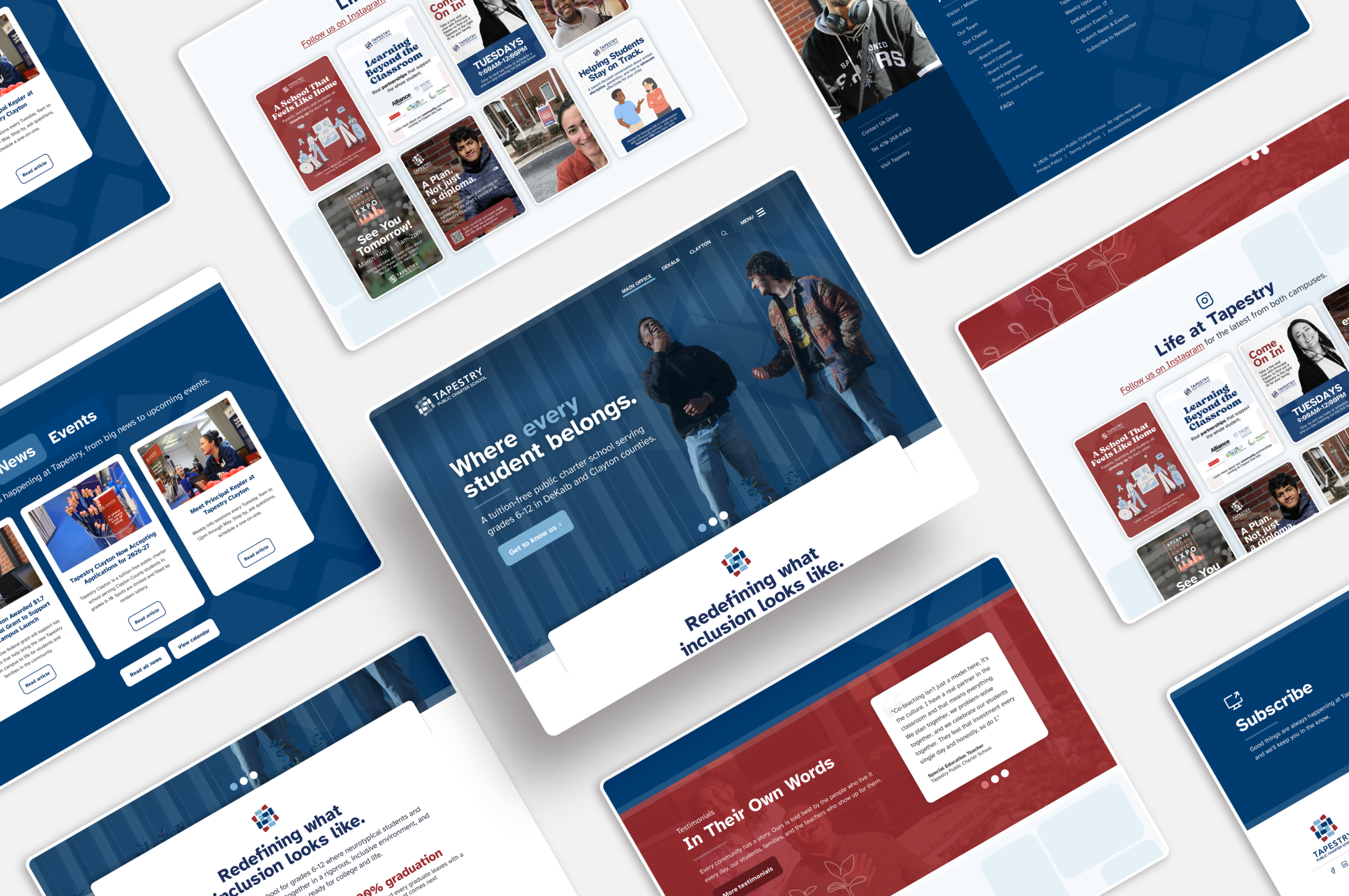 Tapestry Public Charter School website design mockups