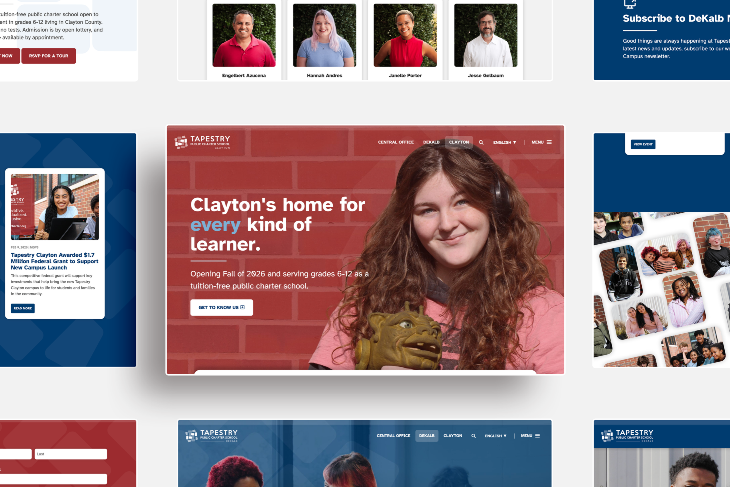 Tapestry Public Charter School website pages for Clayton and DeKalb